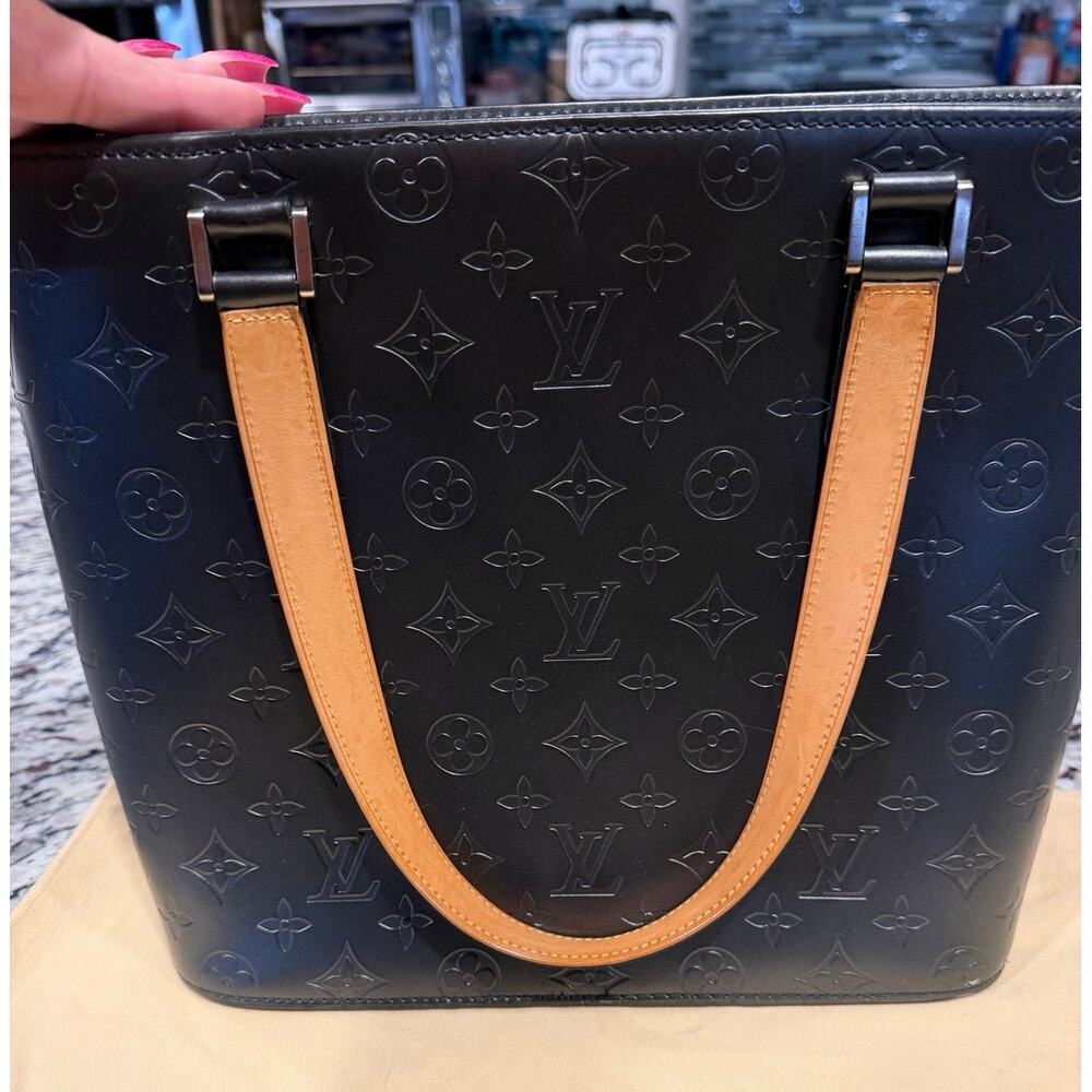 Louis Vuitton Monogram Mat Stockton tote bag black,monogram pattern Pristine